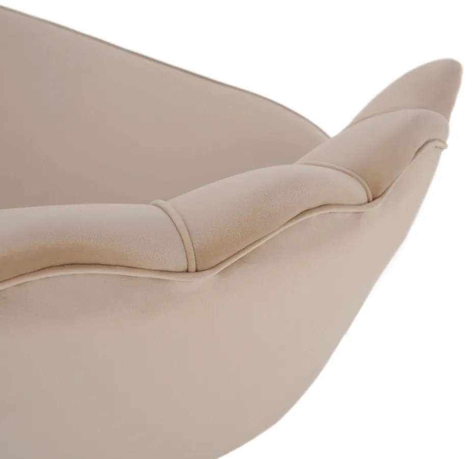 Lavica v štýle Art-deco, béžová Velvet látka/gold chróm-zlatý, NOBLIN
