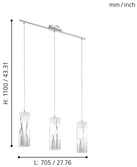 Eglo 92741 - Závesné svietidlo RIVATO 3xE27/60W/230V