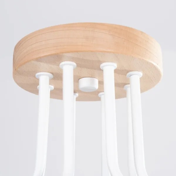 Sollux SL.1667 - Prisadený luster TIMBO 8xE27/15W/230V biela/béžová/buk