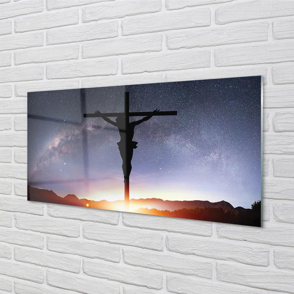 Obraz na akrylátovom skle Ježiš ukrižovaný neba 140x70 cm