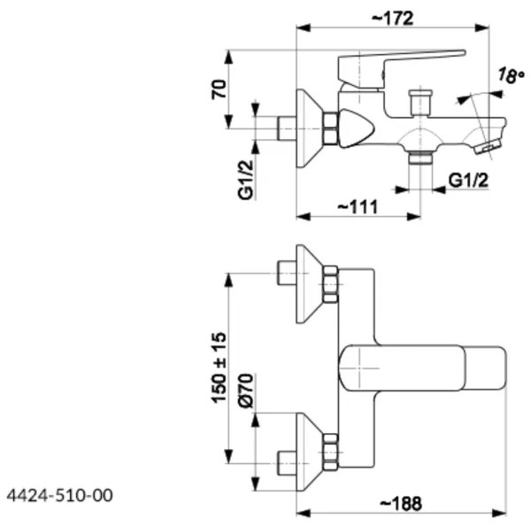 KFA Armatura 4424-510-00 - Vaňová sada s batériou AGAT lesklý chróm