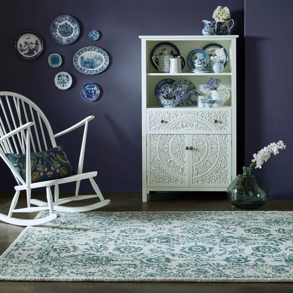 Kusový koberec Wool Loop Yasmin Ivory/Blue, 160x230, modrá, kancelária, Flair Rugs