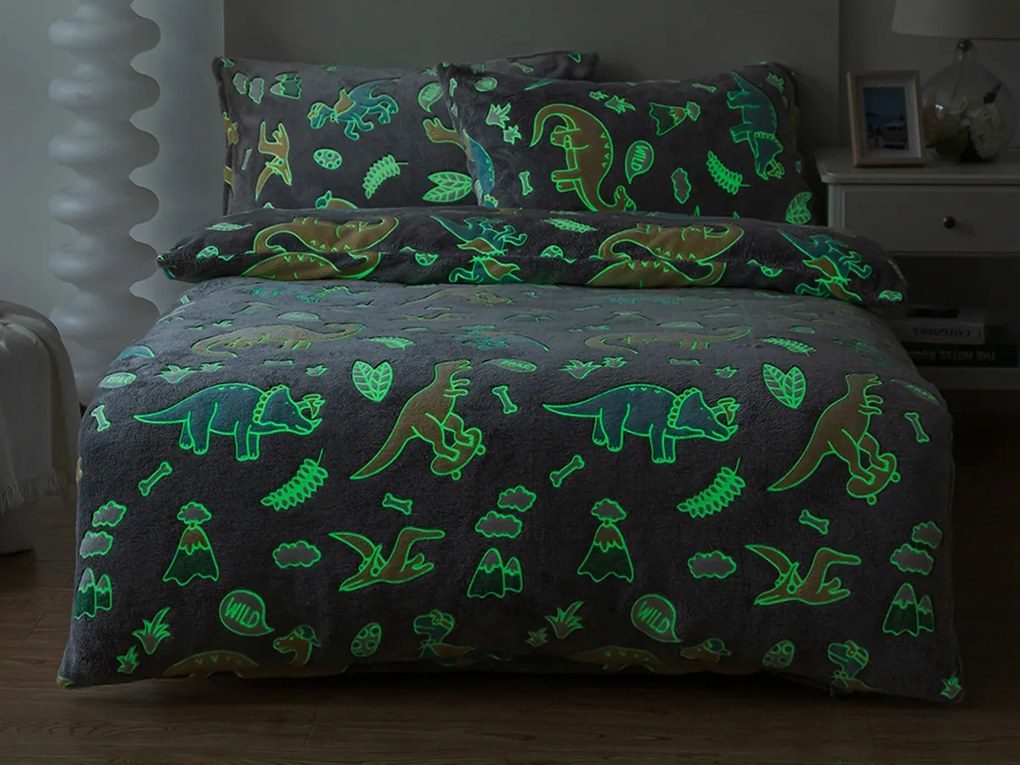XPOSE® Mikroplyšové obliečky DINOSAURY Exclusive (svietiaci efekt)