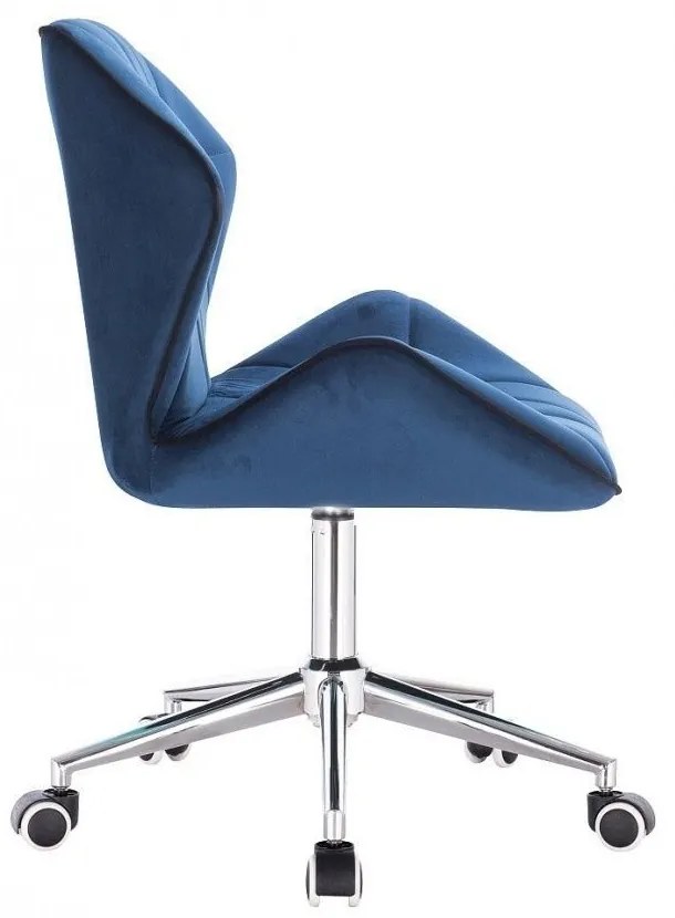 LuxuryForm DESIGN Stolička MILANO MAX VELUR na striebornej podstave s kolieskami - modrá