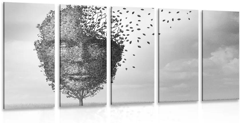 5-dielny obraz abstraktná tvár v podobe stromu Varianta: 200x100