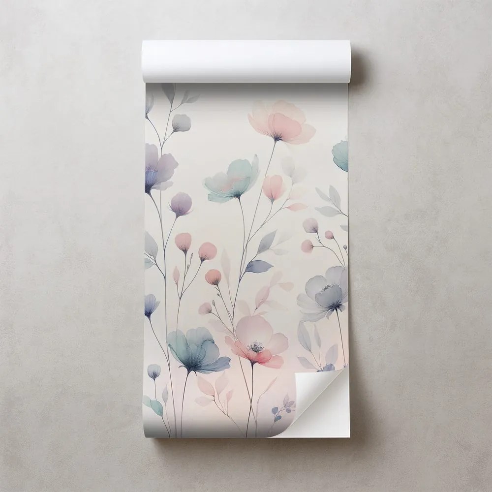 Samolepiaca tapeta akvarelové pastelové kvety