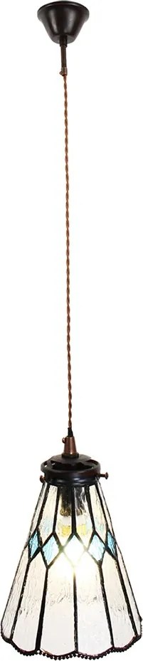 Závesná Tiffany lampa modré detaily BlueRhom - Ø 15*115 cm E14/max 1*25W