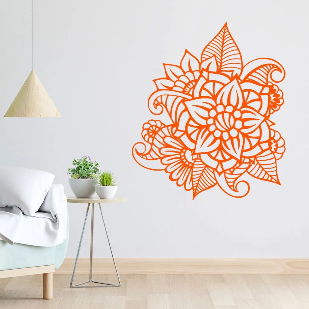 Veselá Stena Samolepka Kvetinový ornament Farba: zelená, Veľkosť: 40 x 34 cm