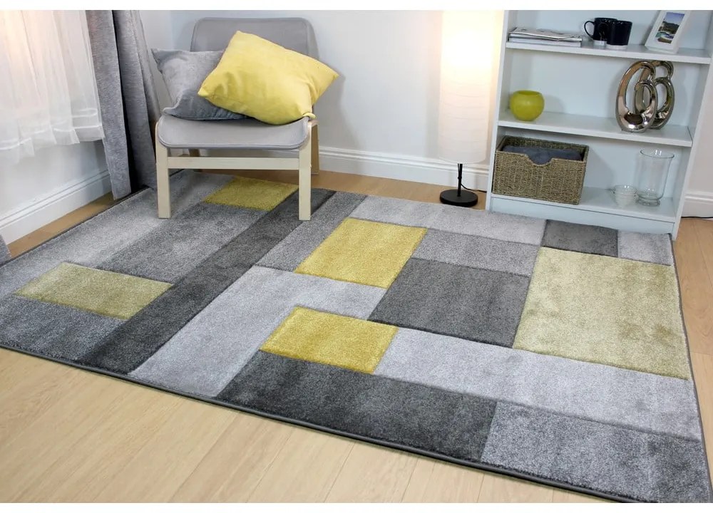 Sivo-žltý koberec Flair Rugs Cosmos, 120 × 170 cm