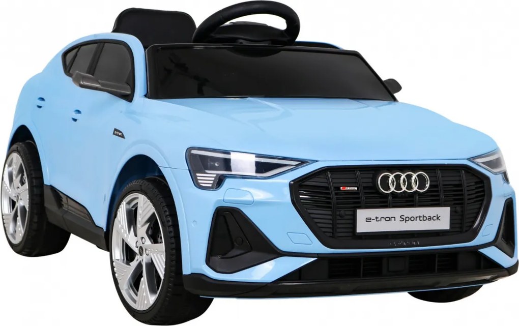 Ramiz Audi E-Tron Sportback pre deti modré + na diaľkové ovládanie + pohon 4x4 + pomalý štart + rádio MP3 + LED