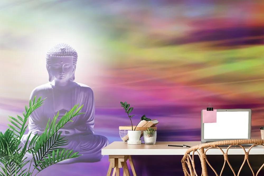 Samolepiaca tapeta rozjímajúci Budha na abstraktnom pozadí