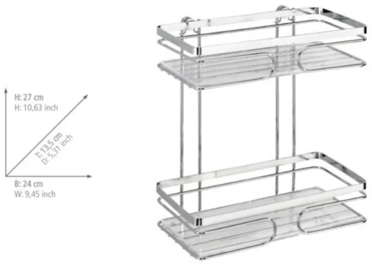 WENKO 20410100-Regál PREMIUM z nerezovej ocele 24x27 cm, nerezový/strieborný