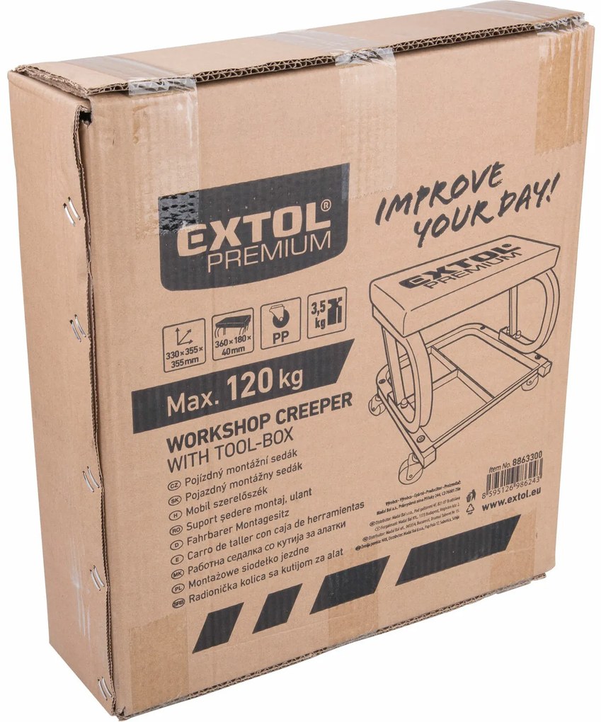 EXTOL PREMIUM Stolička s úložným priestorom prepravný vozík 8863300