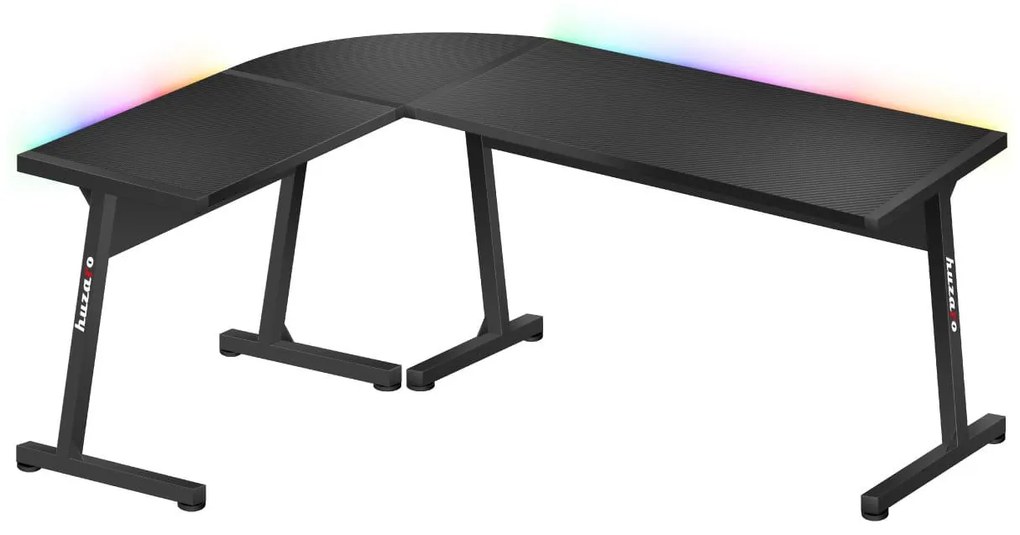 Rohový PC stolík Hyperion 6.0 (čierna + viacfarebná) (s LED osvetlením). Akcia -20%. Vlastná spoľahlivá doprava až k Vám domov. 1087515