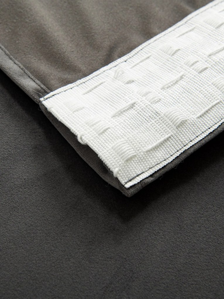 Zamatové zatemňovacie závesy Cesar tmavo sivé - 140 x 180 cm (2ks) - riasiaca stuha