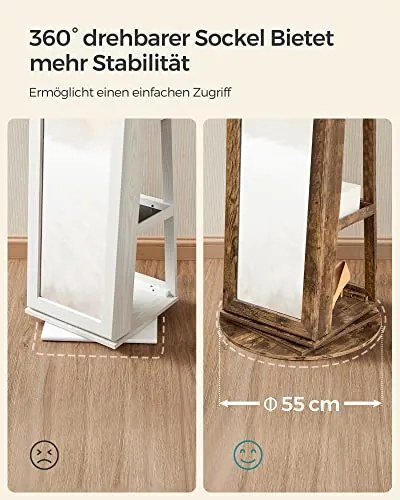 Skrinka na šperky so zrkadlom SONGMICS JJC062K01