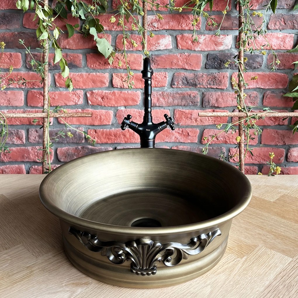 Rea Betty, umývadlo na dosku 440x440x130 mm, starožitná medená, REA-U1057