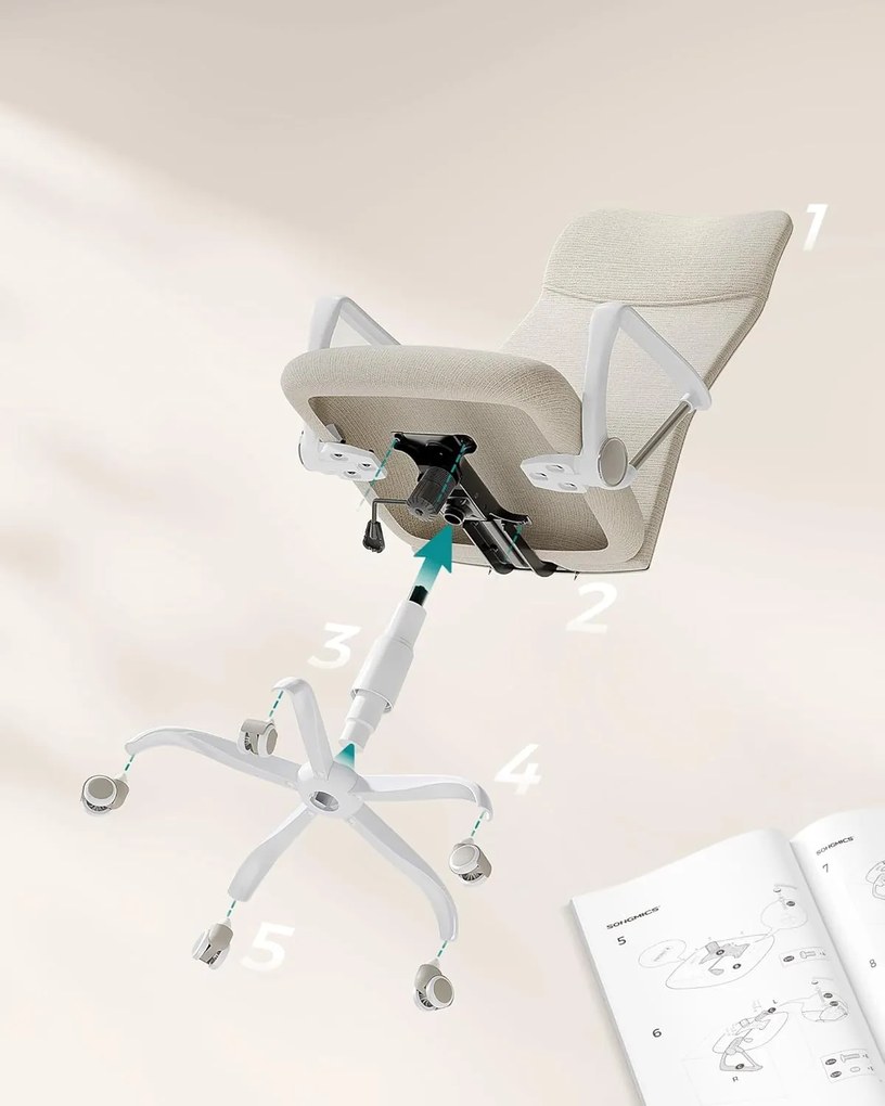 Kancelárska stolička, ergonomická otočná stolička, capuccino béžová farba
