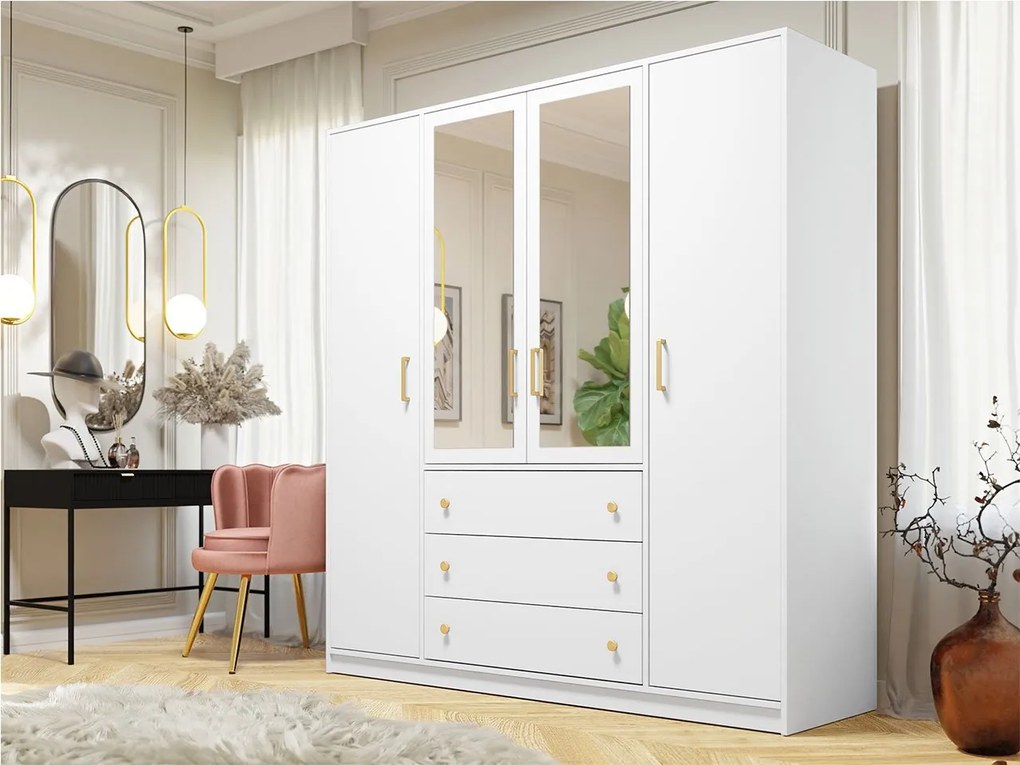 Šatníková skriňa so zrkadlom Senila Lux D4, Farby: kašmír