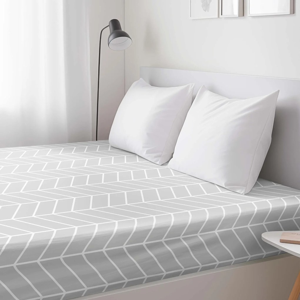 Goldea bavlnená napínacia plachta - cikcak na sivom 90 x 200 cm