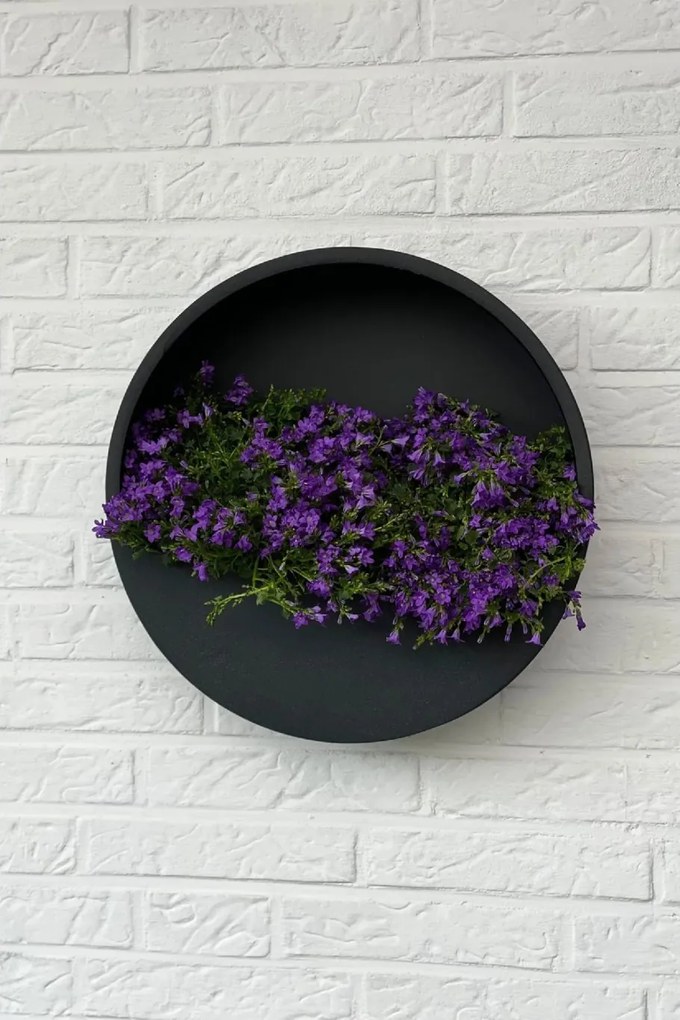 Kvetináč na stenu MURA, sklolaminát, Ø 40 cm, čierna