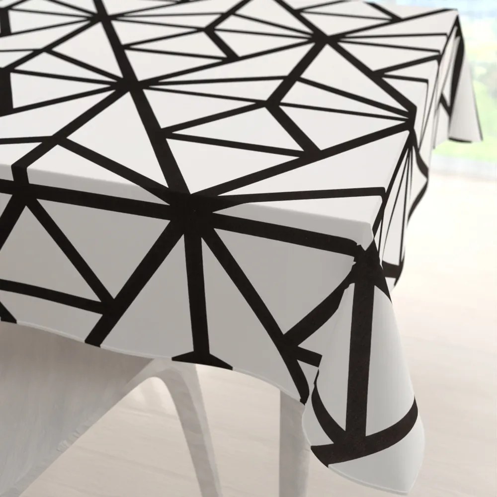 Biante Bavlnený štvorcový obrus Sandra SA-577 Čierne geometrické vzory na bielom 120x120 cm