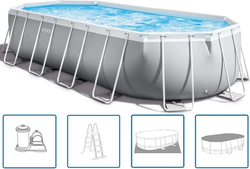 INTEX PRISM FRAME Oválny bazén 610 × 305 × 122 cm s filtráciou 220–240V 26798NP