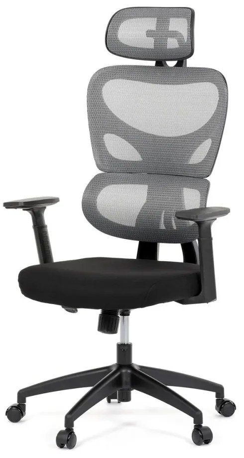 Kancelárska ergonomická stolička GRANT — sieť, látka, čierna / sivá