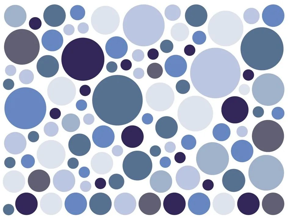 Sada 100 modrých nástenných samolepiek Ambiance Round Stickers