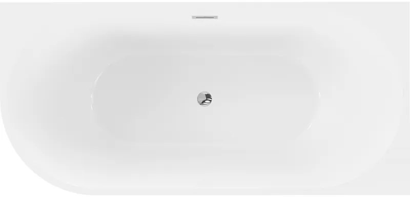 Mexen Mia, voľne stojaca rohová vaňa, pravá, 180 x 80 cm, biela-čierna, chrómový prepad, 52691808075P-01