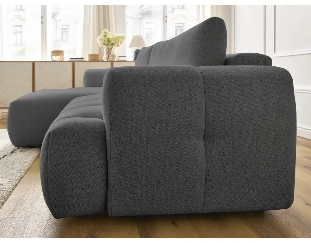 Tmavosivá rozkladacia/s úložným priestorom rohová pohovka (ľavý roh/s leňoškou) Fuji – Bobochic Paris