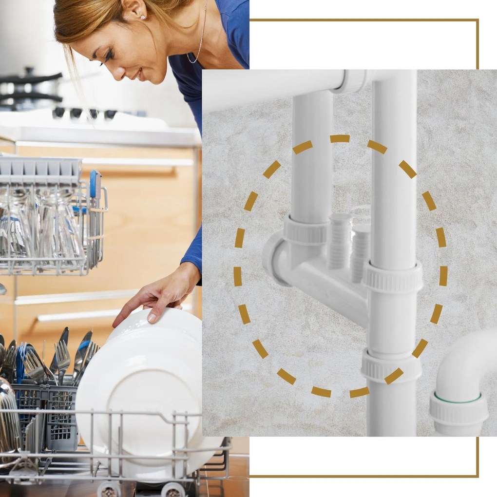 Gamma Gamma, 2-komorový manuálny sifón pre granitové drezy, zlatá lesklá, GMA-1M22GD