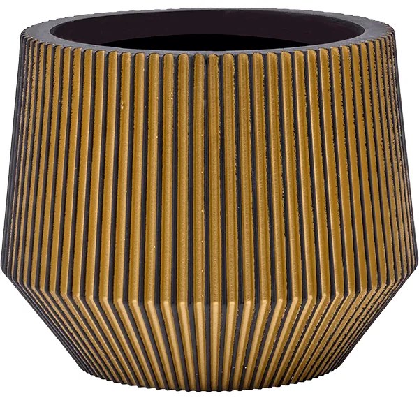 Kvetináč Capi Nature Groove Vase Cylinder Geo čierny/zlatý 46x37 cm