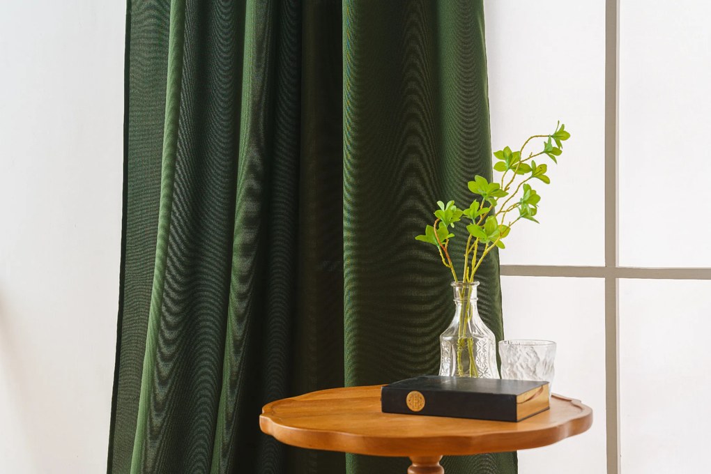 Záves OXFORD LIGHT 140x250 cm, tmavozelený Zavesenie: Kovové krúžky