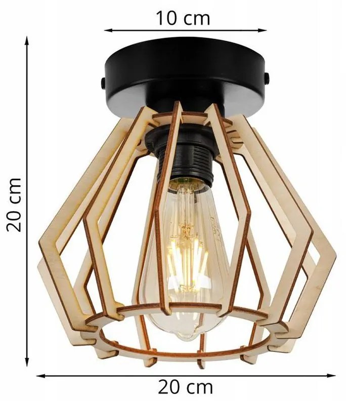Stropné svietidlo Timber, 1x drevené tienidlo