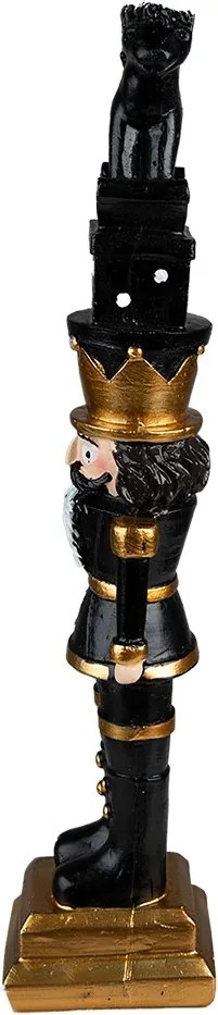 Čierna vianočná dekorácia Luskáčik s koníkom - 6*5*23 cm
