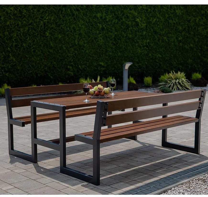 Záhradný komplet Picknick Grande s operadlom orech