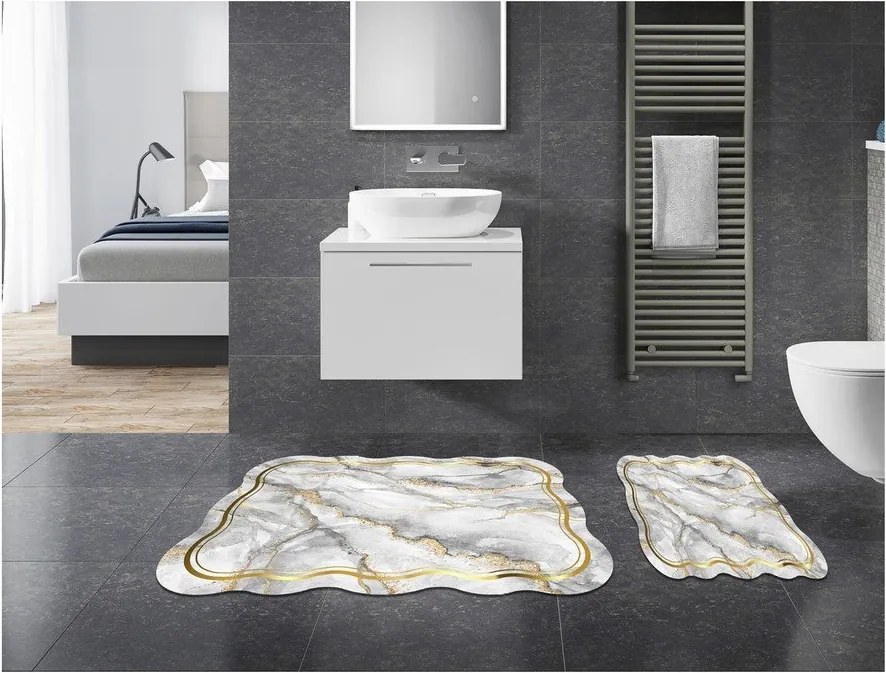 Sivé/v zlatej farbe kúpeľňové predložky v súprave 2 ks 60x100 cm – Foutastic