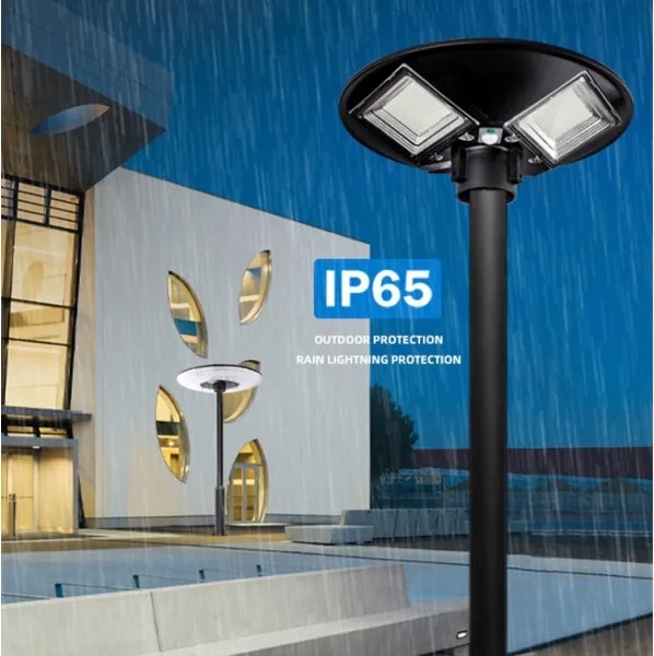 LED solárna pouličná lampa so senzorom LED/15W/6V 6500K IP65 čierna + diaľkové ovládanie
