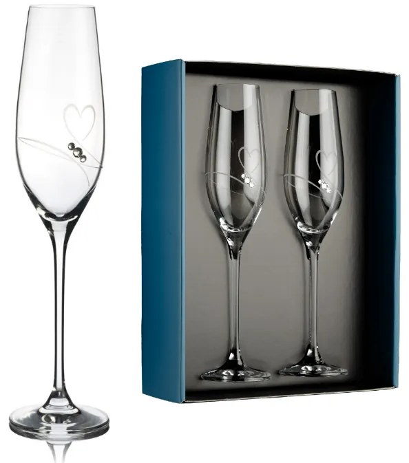 Element poháre na šampanské Amore s kamienkami Swarovski 210 ml 2KS