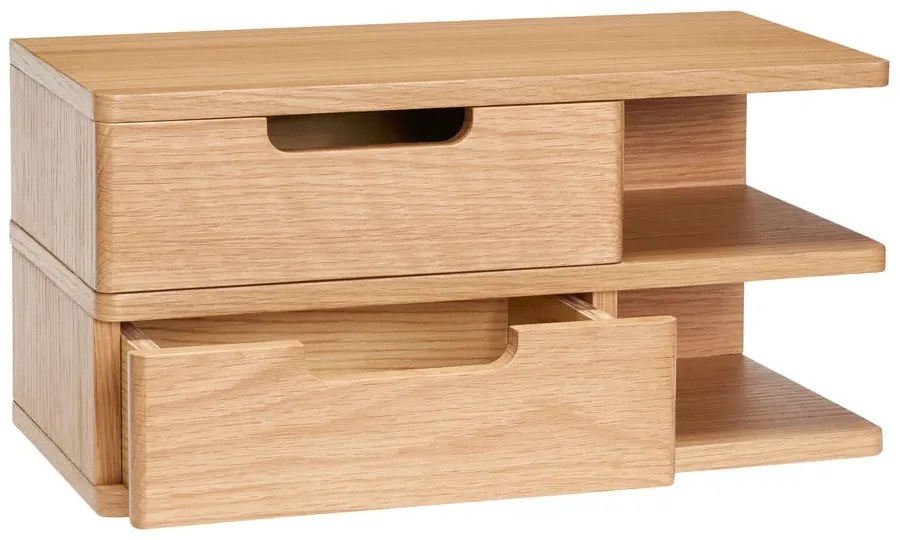 Závesný nočný stolík s poličkami v dekore duba v prírodnej farbe Öppen – Hübsch