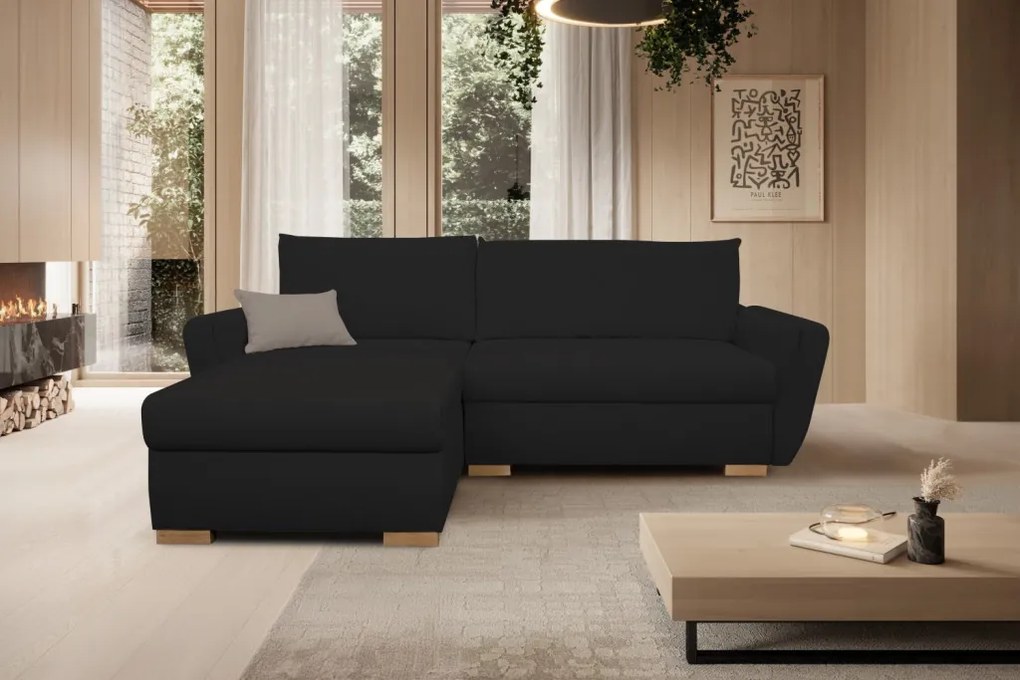 Rohová sedačka Helvetius, čierna látka