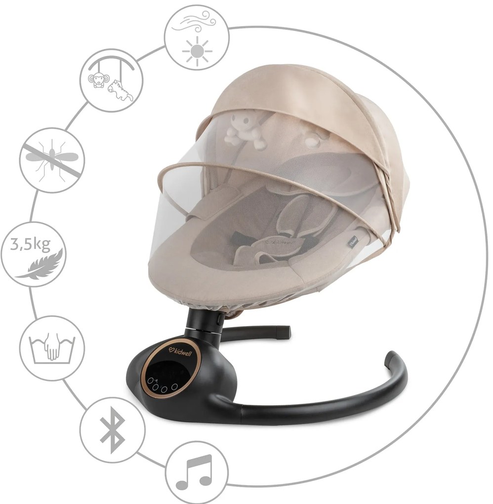 Elektrické hojdacie kreslo Kidwell REVE 2v1 pre bábätká s Bluetooth ovládaním