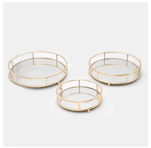 SADA 3x Dekoračný podnos pr. 27/33/37 cm zlatá