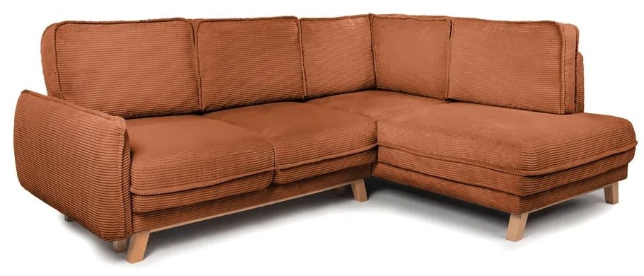 Oranžová menčestrová rozkladacia rohová pohovka Tori – Bonami Selection