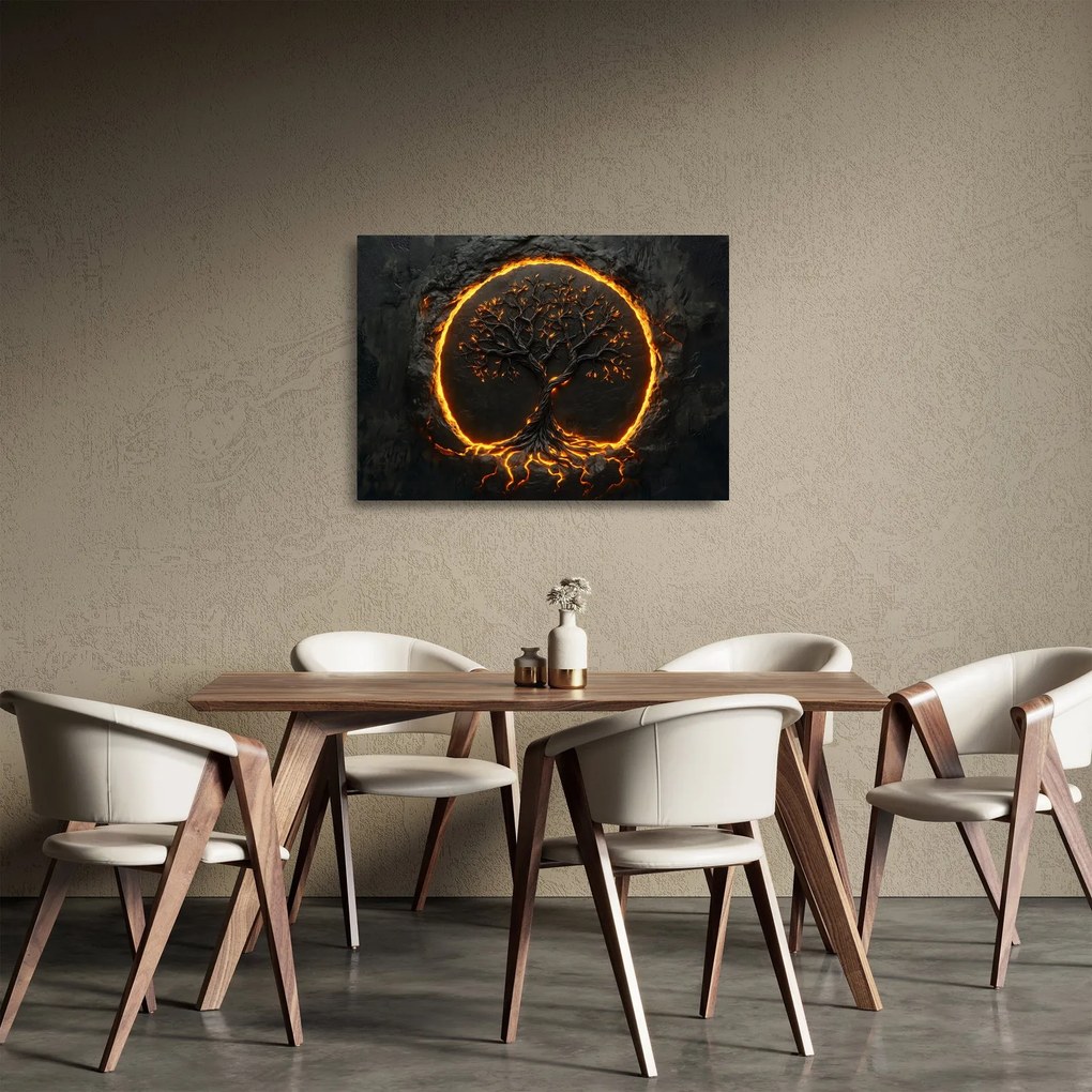 Sklenený obraz – Strom života v láve II. (70x50 cm)