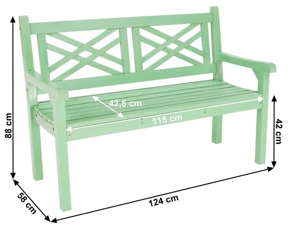 Tempo Kondela Drevená záhradná lavička, neo mint, 124 cm, FABLA