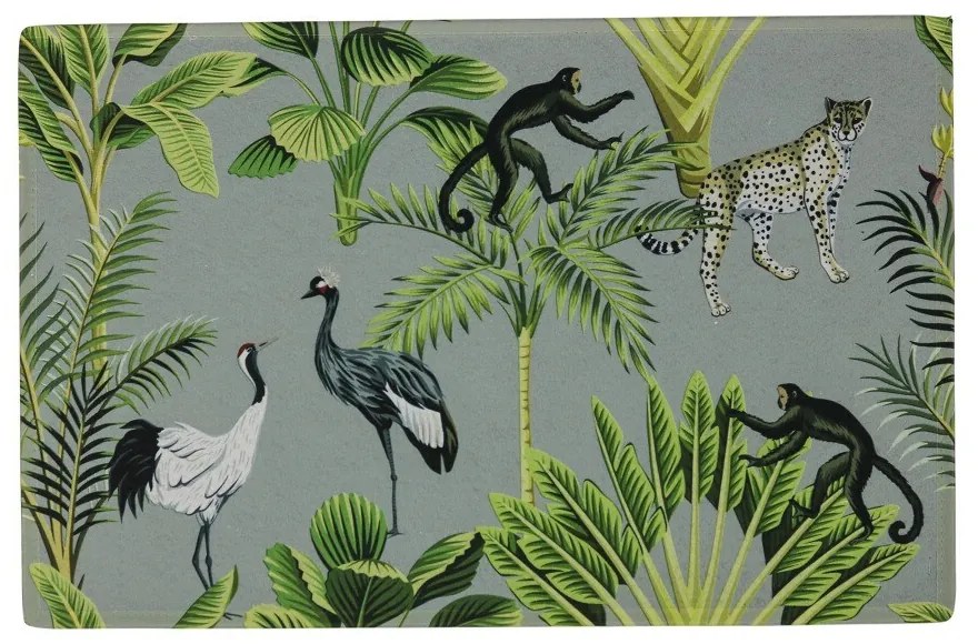Šedá rohožka s motívom džungle Jungle grey - 75 * 50 * 1cm