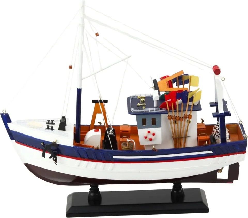 LEAN Toys Zberateľský model ozdobného rybárskeho plavidla s vybavením 37x34cm