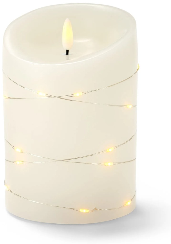 LED sviečka z pravého vosku s reťazou s mikrosvetielkami